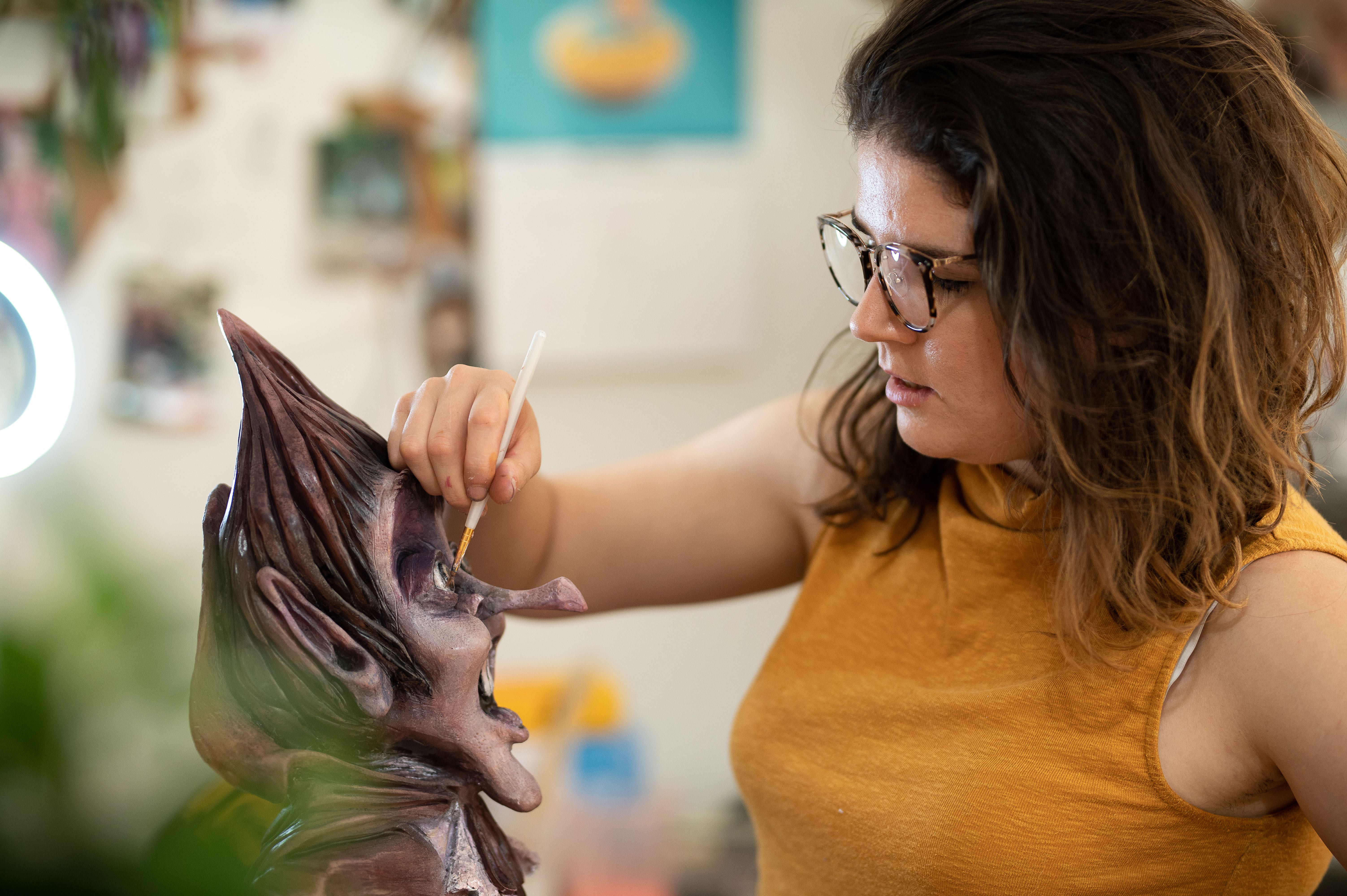 Karlee Morse working on the Count Chocula bust