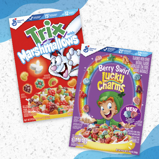 Trix and Lucky Charms Cereal
